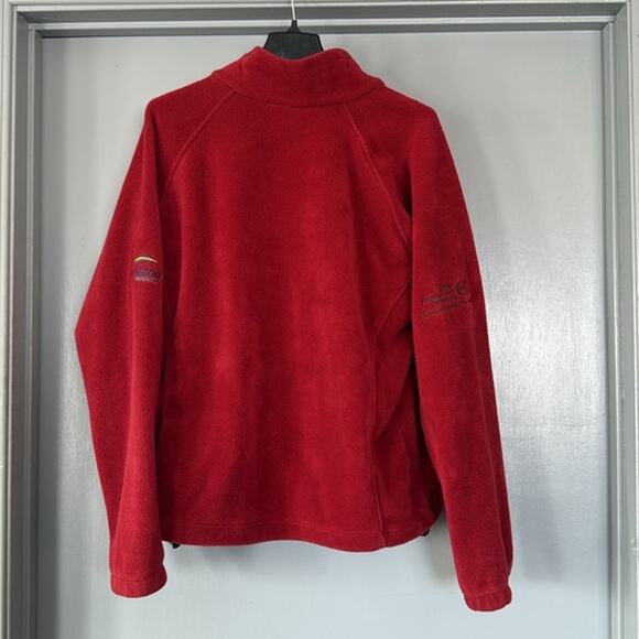 Columbia Mens Red XL Full Front Zip Fleece Long Sleeved Jacket Logos - Picture 2 of 7